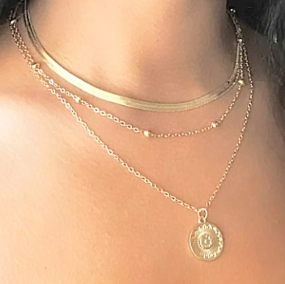 Triple Layer Medallion Coin Necklace - Picture 4 of 6